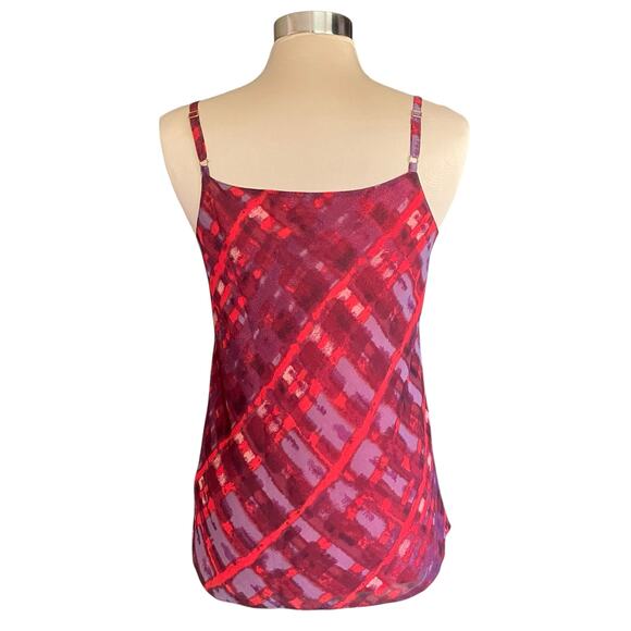 Cabi Cherish Chiffon Red Geometric Print Tank Top SMALL Casual Vacation Summer - Picture 3 of 10